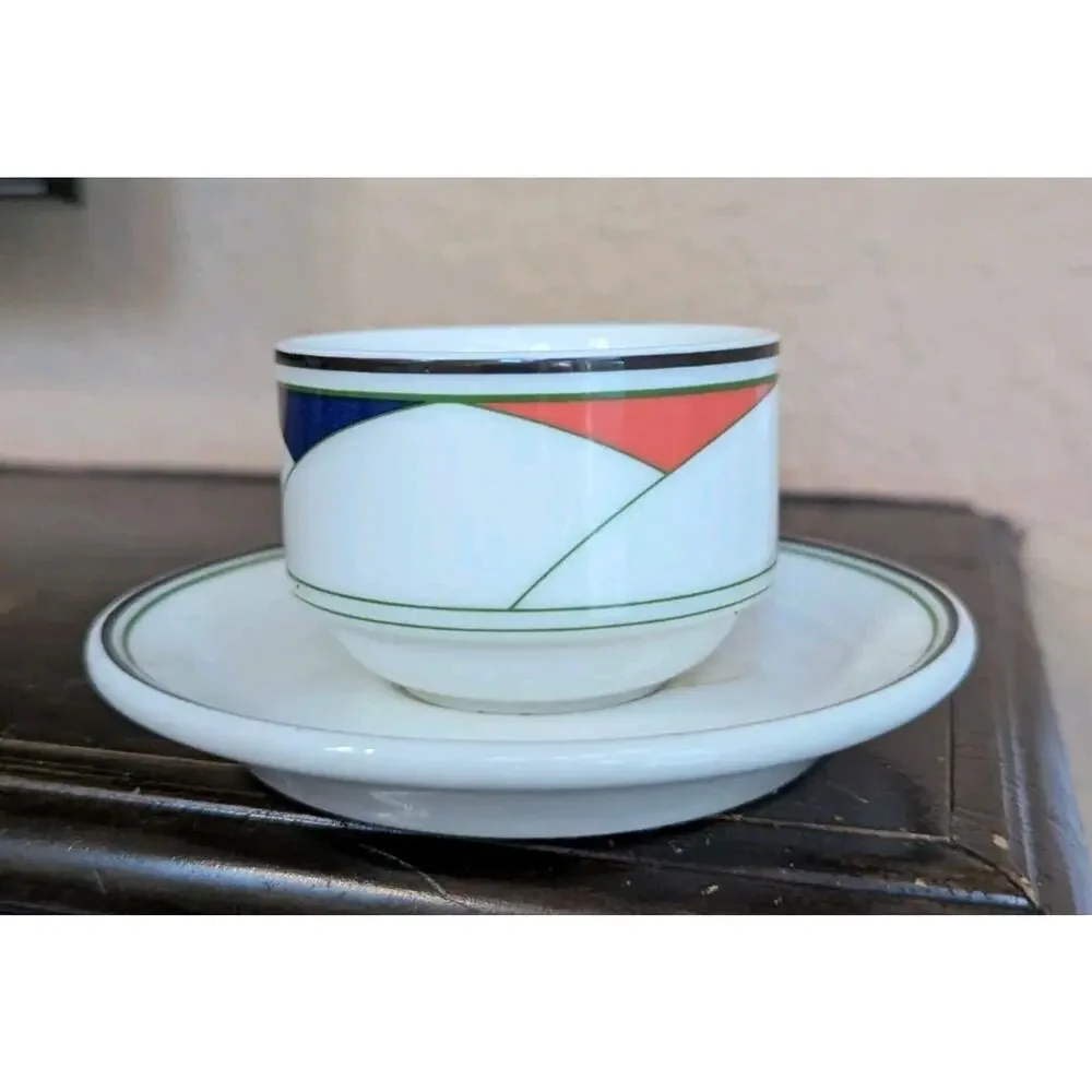 Villeroy & Boch Trio Demitasse Cup Saucer Set Memphis Art Deco Postmodern